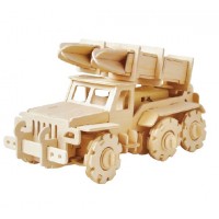 Masina cu telecomanda Lansator de rachete sol-aer, Missile truck, Puzzle 3D lemn Robotime 